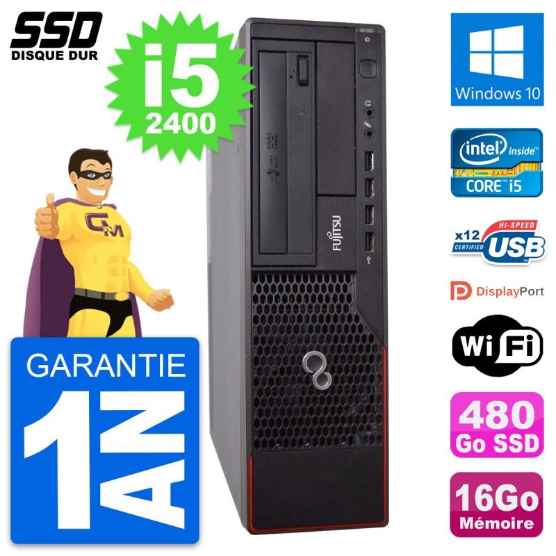 Fujitsu Esprimo E700 E90+ DT Desktop PC - Intel Core i5-2400, 16GB RAM, 480GB SSD, Windows 10, WiFi