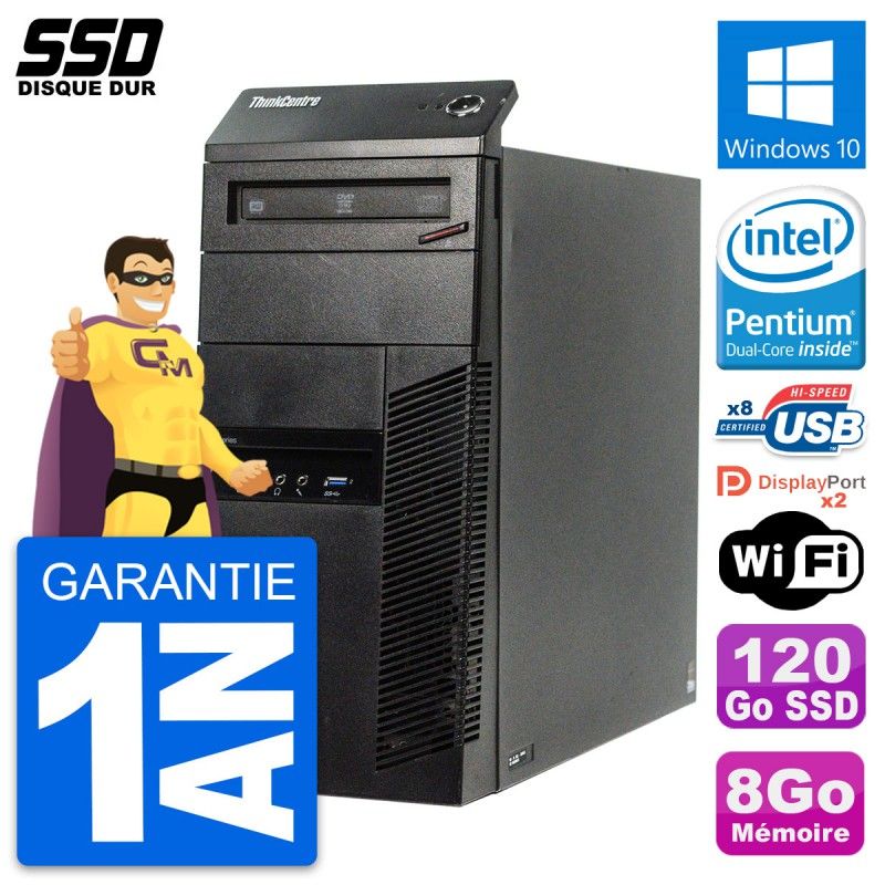 Lenovo ThinkCentre M83 Desktop PC - Intel Core i3-4170, 8GB RAM, 120GB SSD, Windows 10, WiFi