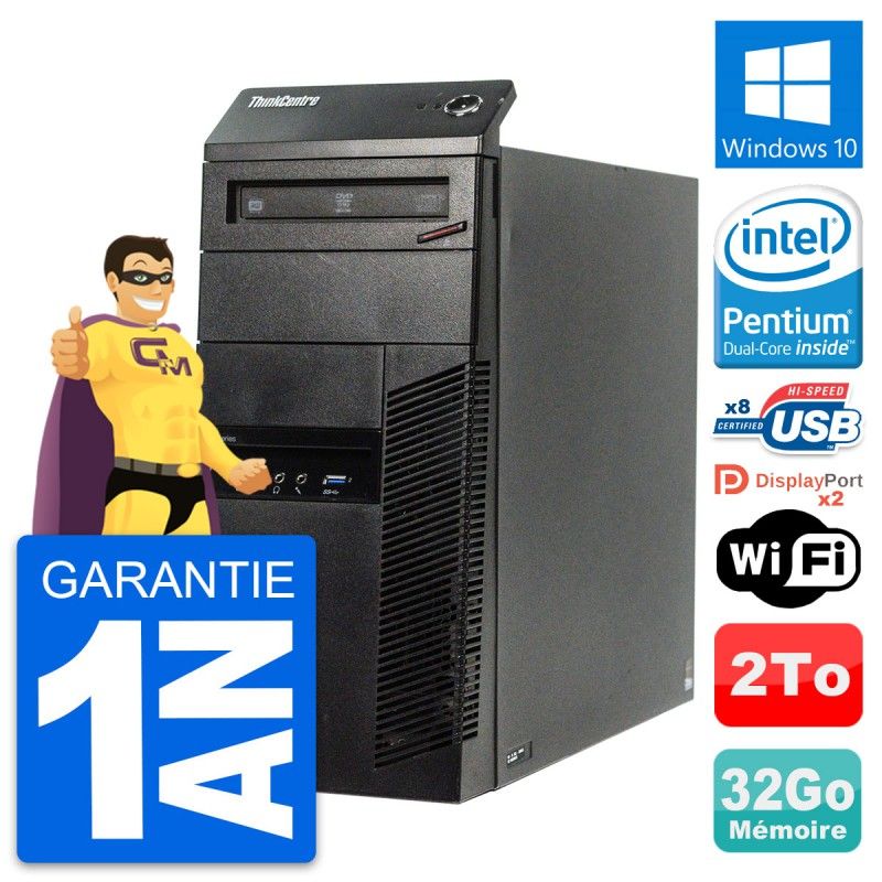 Lenovo ThinkCentre M83 Desktop PC - Intel G3220, 32GB RAM, 2TB HDD, Windows 10, WiFi