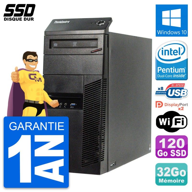 Lenovo ThinkCentre M83 Desktop PC - Intel Core i3-4170, 32GB RAM, 120GB SSD, Windows 10, WiFi