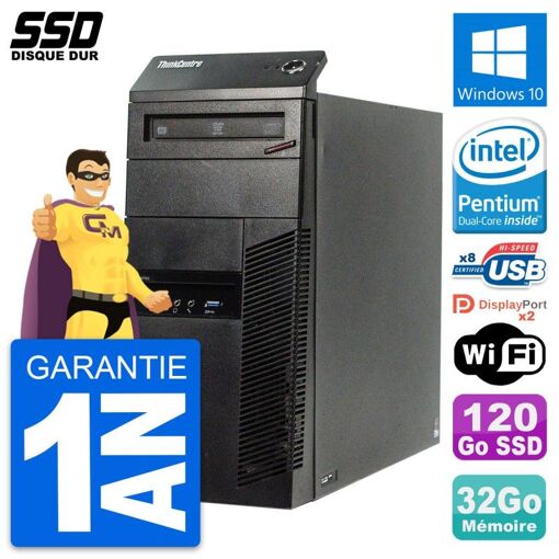 Lenovo ThinkCentre M83 Desktop PC - Intel Core i3-4170, 32GB RAM, 120GB SSD, Windows 10, WiFi