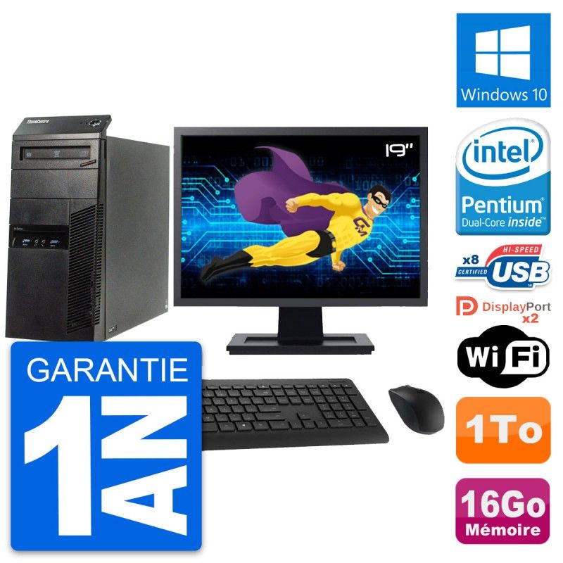 Lenovo M83 Desktop PC - 19" Screen, Intel G3220, 16GB RAM, 1TB HDD, Windows 10, WiFi
