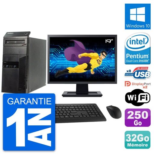 Lenovo M83 Desktop PC - 19" Screen, Intel G3220, 32GB RAM, 250GB SSD, Windows 10, WiFi