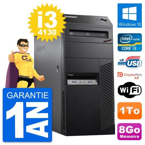 Lenovo ThinkCentre M83 Desktop PC - Intel i3-4130, 8GB RAM, 1TB HDD, Windows 10, WiFi