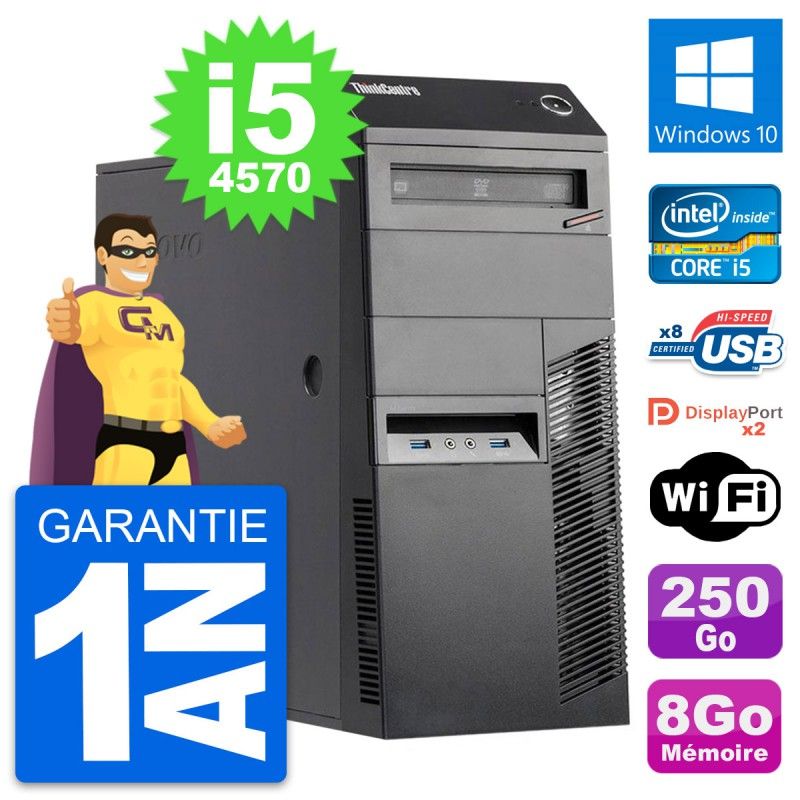 Lenovo ThinkCentre M83 Desktop PC - Core i5, 8GB RAM, 250GB SSD, Windows 10, WiFi