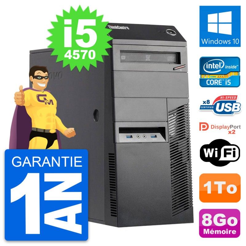 Lenovo ThinkCentre M83 Desktop PC - Intel i5-4570, 8GB RAM, 1TB HDD, Windows 10, WiFi