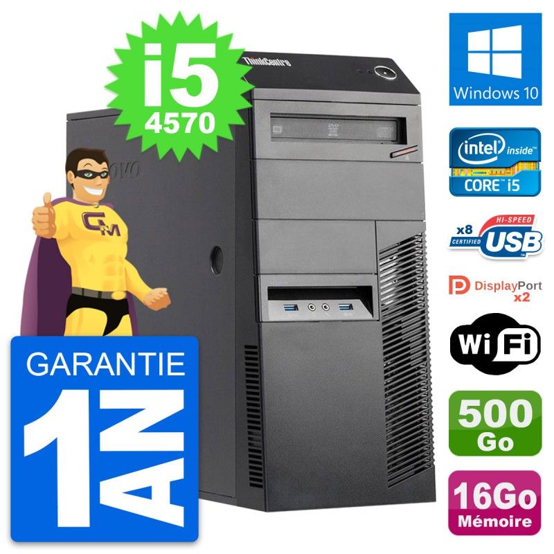Lenovo ThinkCentre M83 Desktop PC - i5-4570, 16GB RAM, 500GB HDD, Windows 10, WiFi