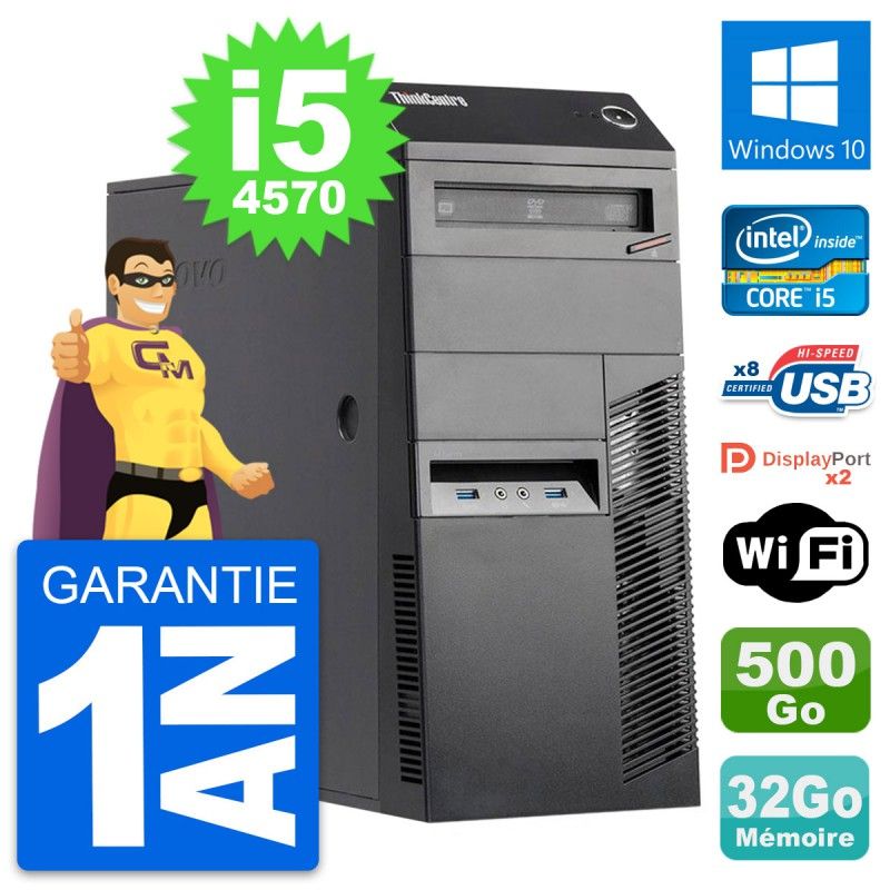 Lenovo ThinkCentre M83 Desktop PC - i5-4570, 32GB RAM, 500GB HDD, Windows 10, WiFi