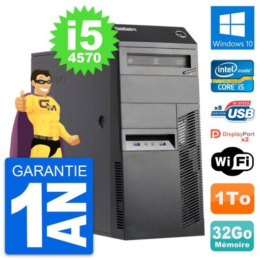 Lenovo ThinkCentre M83 Desktop PC - Intel i5-4570, 32GB RAM, 1TB HDD, Windows 10, WiFi