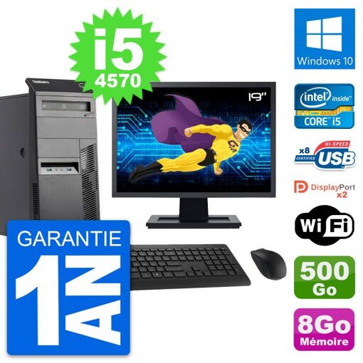 Lenovo ThinkCentre M83 Desktop PC - 19" Screen, Intel i5-4570, 8GB RAM, 500GB HDD, Windows 10, Wifi