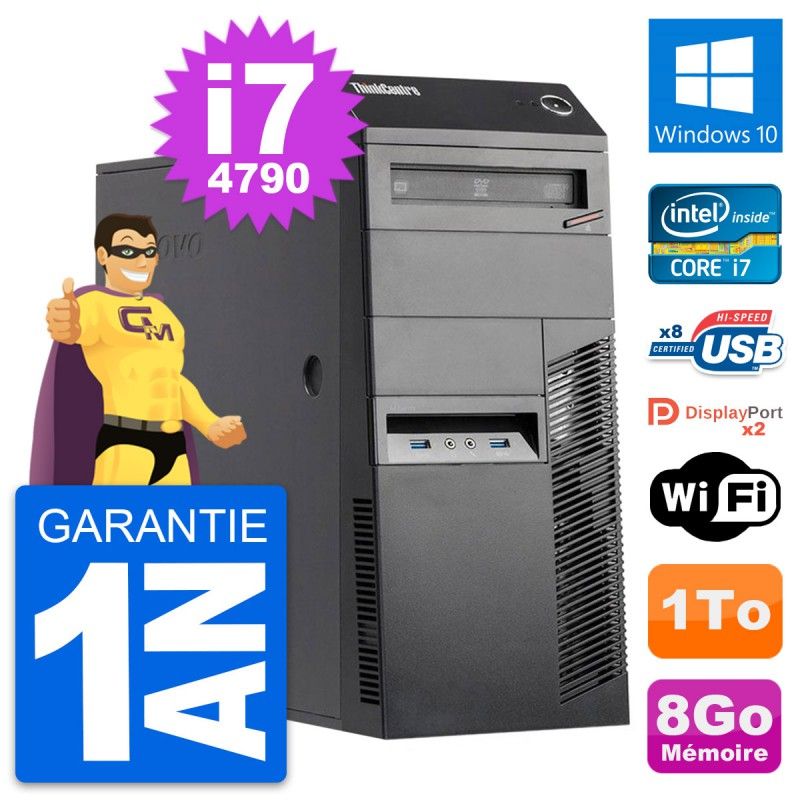 Lenovo ThinkCentre M83 Desktop PC - Intel i7-4790, 8GB RAM, 1TB HDD, Windows 10, WiFi