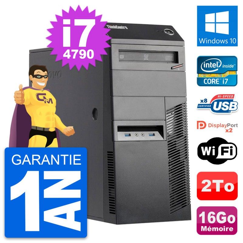 Lenovo ThinkCentre M83 Desktop PC - Intel i7-4790, 16GB RAM, 2TB HDD, Windows 10, WiFi
