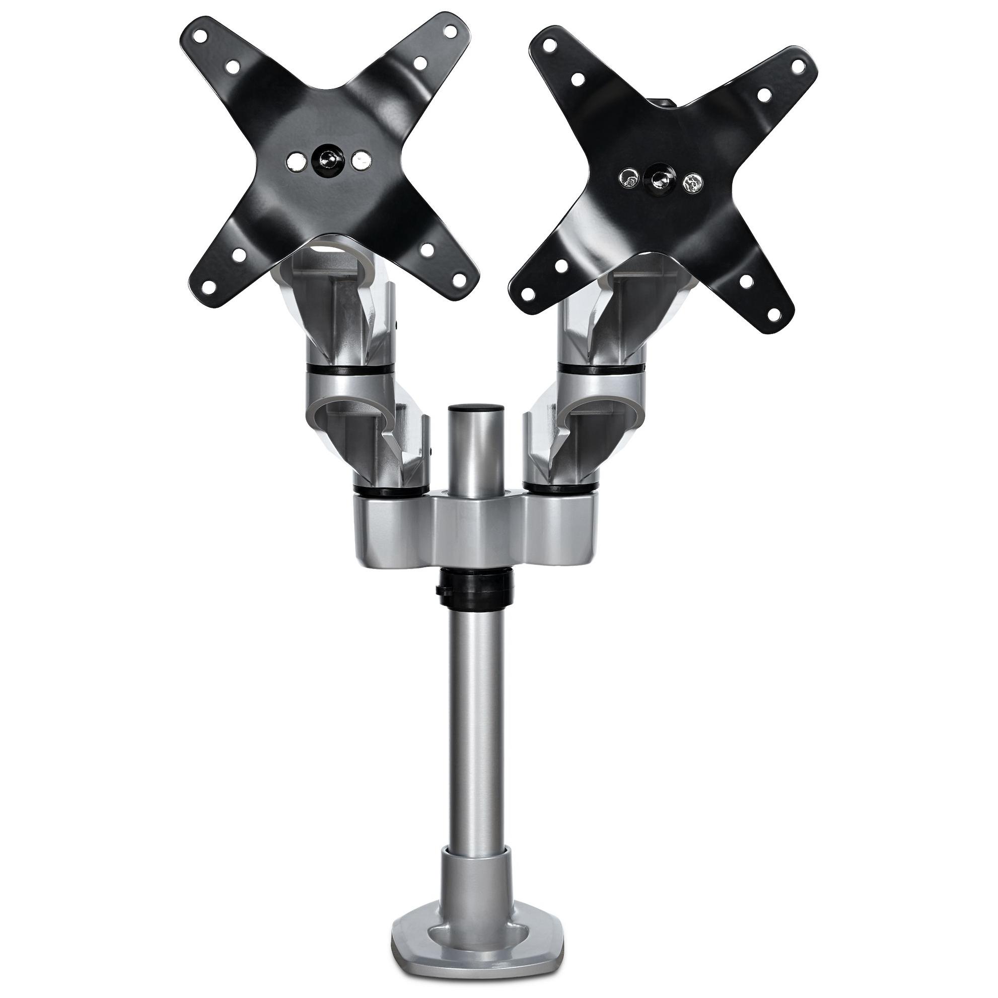 StarTech.com Dual-Arm Monitor Stand - Adjustable Articulating Screen Arm for 2 Displays up to 30" (10kg) VESA - Silver