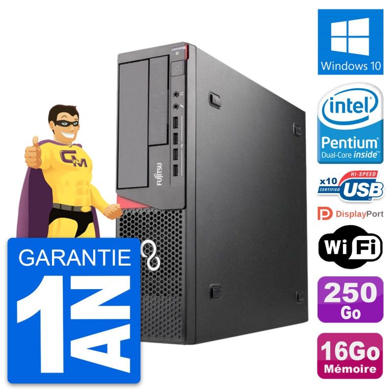 PC de escritorio Fujitsu Esprimo E720 DT - Procesador Intel Pentium Dual-Core G3220, 16GB de RAM, 250GB HDD, Windows 10, Wifi