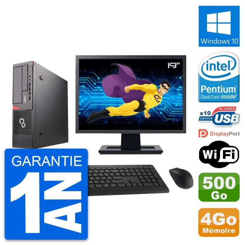 Fujitsu E720 DT 19-Inch Desktop PC - Intel G3220, 4GB RAM, 500GB Hard Drive, Windows 10, WiFi