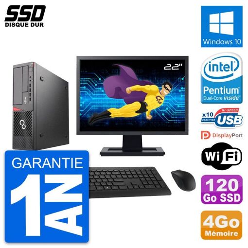 Fujitsu E720 E85+ DT 22-inch PC - Intel G3220, 4GB RAM, 120GB SSD, Windows 10, WiFi