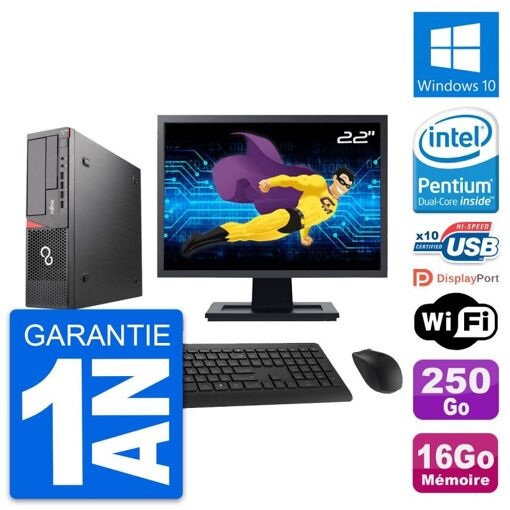Fujitsu E720 DT 22-inch PC - Intel G3220, 16GB RAM, 250GB HDD, Windows 10, WiFi