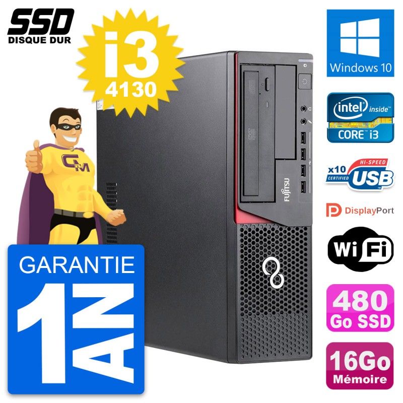 Fujitsu Esprimo E720 E85+ DT Desktop - Intel i3-4130, 16GB RAM, 480GB SSD, Windows 10, WiFi