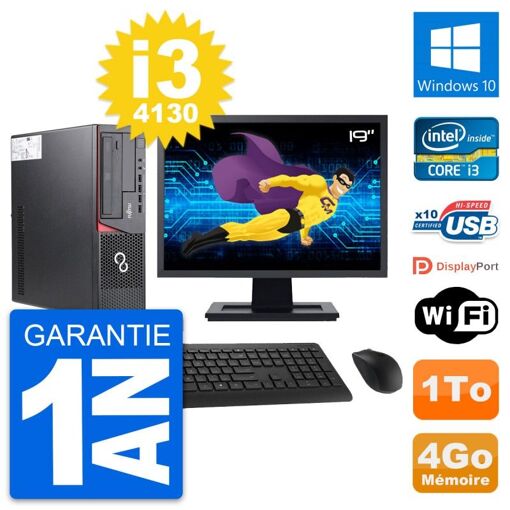 Fujitsu E720 DT 19-inch PC - Intel i3-4130, 4GB RAM, 1TB HDD, Windows 10, WiFi