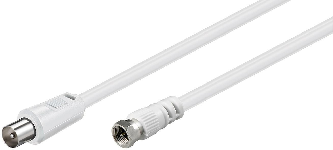 Goobay Coaxial Cable Male to F Connector, 1.5m, TV Antenna Cable, White