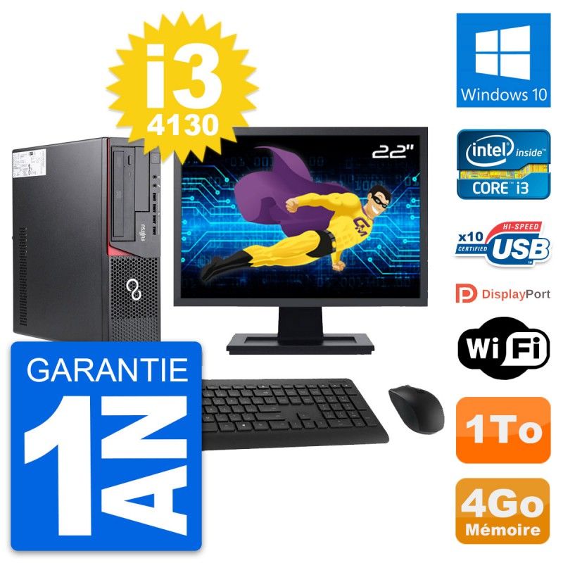 Fujitsu E720 DT 22-inch PC - Intel i3, 4GB RAM, 1TB HDD, Windows 10, WiFi