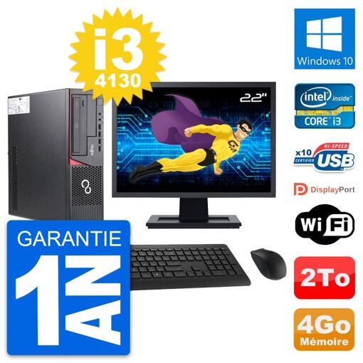 Fujitsu E720 DT 22-Inch PC - Intel i3, 4GB RAM, 2TB HDD, Windows 10, WiFi