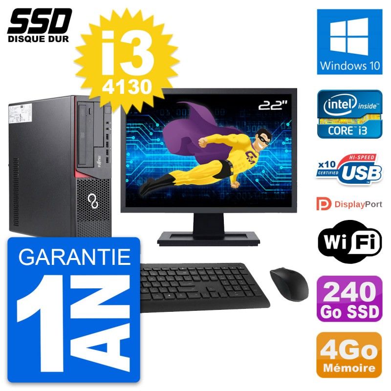 Fujitsu E720 E85+ DT 22-Inch PC - Core i3, 4GB RAM, 240GB SSD, Windows 10, WiFi