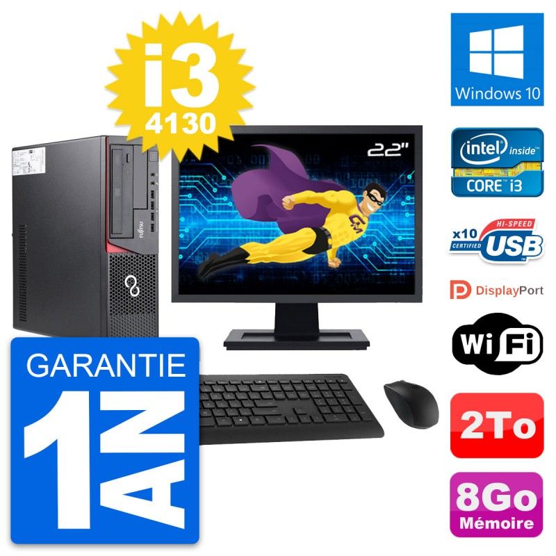 Fujitsu E720 DT 22-Inch Desktop PC - Intel i3-4130, 8GB RAM, 2TB HDD, Windows 10, WiFi