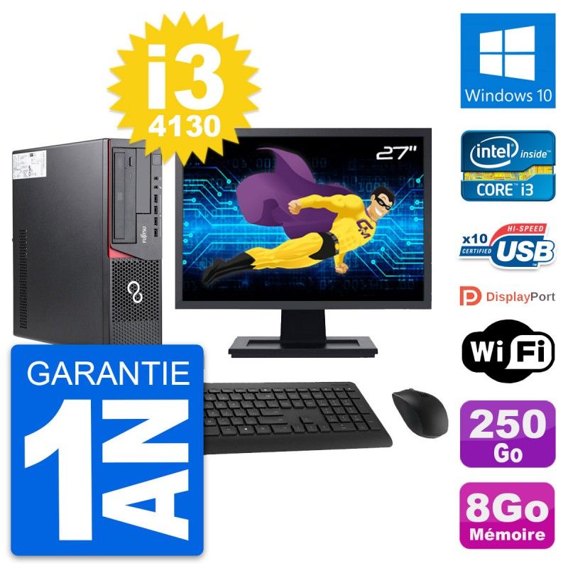 Fujitsu E720 DT 27-Inch Desktop PC - Intel i3-4130, 8GB RAM, 250GB HDD, Windows 10, WiFi