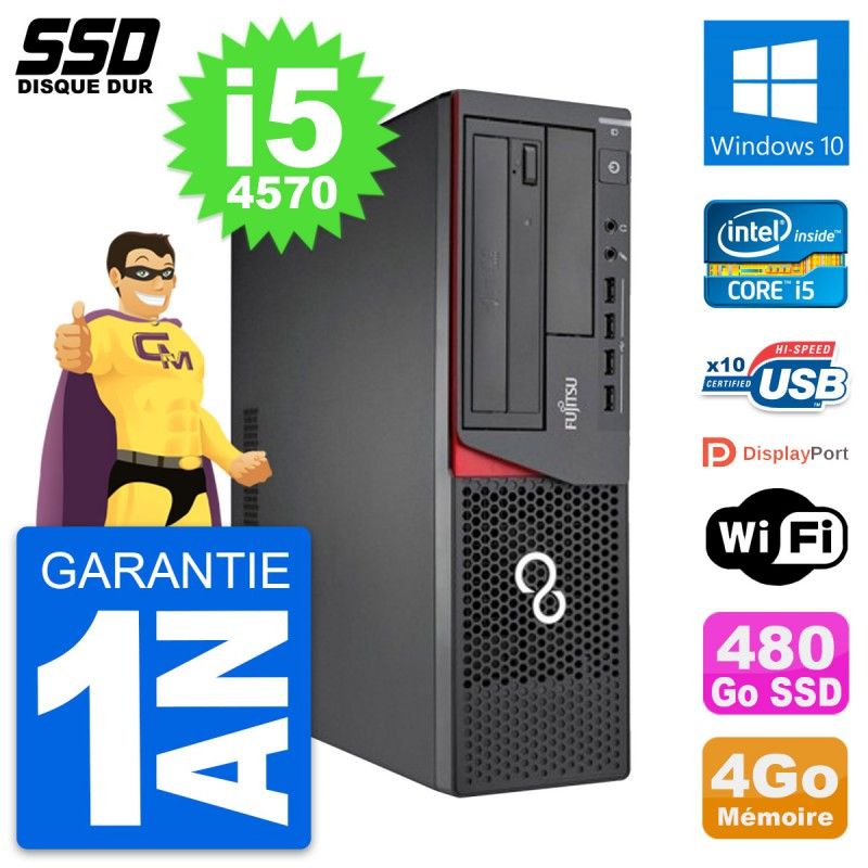 Fujitsu Esprimo E720 E85+ DT Desktop Computer - Intel i5-4570, 4GB RAM, 480GB SSD, Windows 10, WiFi