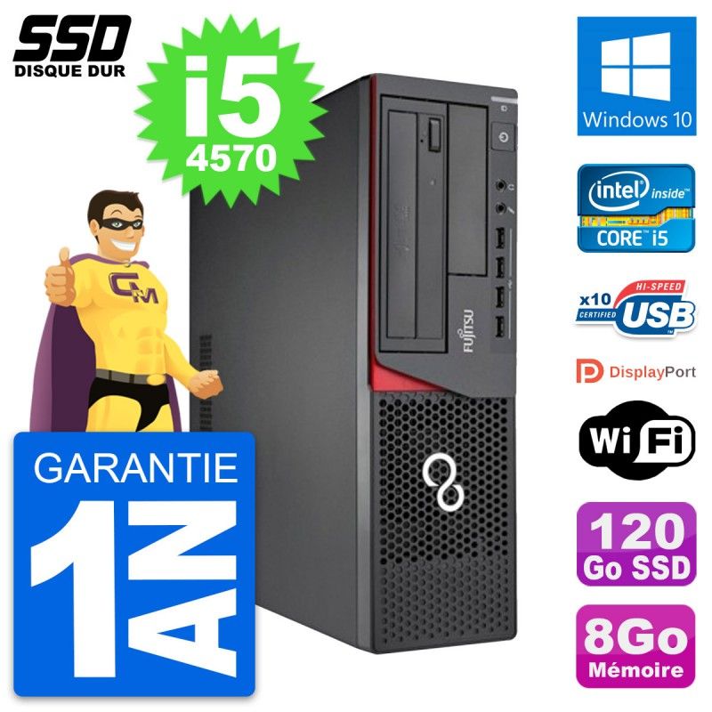 Fujitsu Esprimo E720 E85+ DT Desktop PC - Intel i5-4570, 8GB RAM, 120GB SSD, Windows 10, WiFi