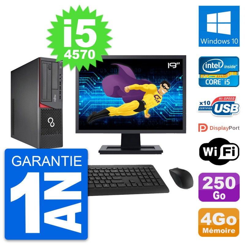 Fujitsu E720 DT 19-Inch PC - Intel i5, 4GB RAM, 250GB HDD, Windows 10, Wifi