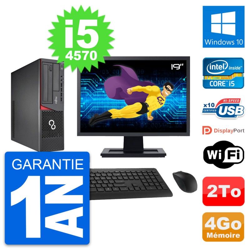Fujitsu E720 DT 19-Inch PC - Intel i5, 4GB RAM, 2TB HDD, Windows 10, WiFi