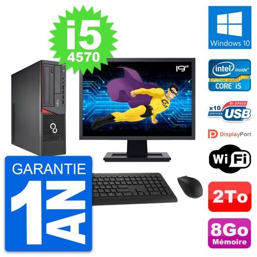 Fujitsu E720 DT 19-inch PC - Intel i5-4570, 8GB RAM, 2TB HDD, Windows 10, WiFi