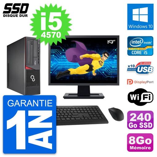 Fujitsu E720 E85+ DT 19-Inch PC - Core i5, 8GB RAM, 240GB SSD, Windows 10, WiFi
