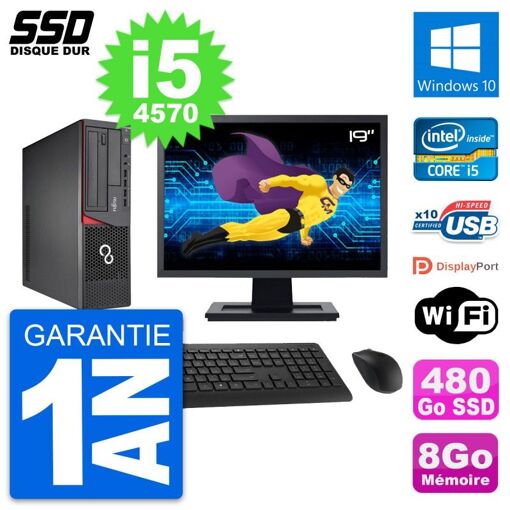 Fujitsu E720 E85+ DT 19-Inch Core i5 Laptop - 8GB RAM, 480GB SSD, Windows 10, WiFi