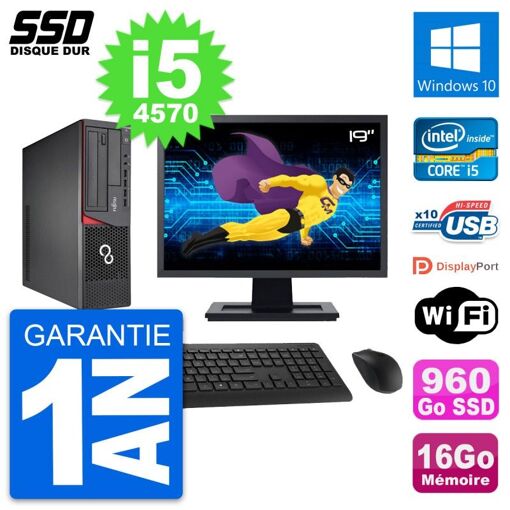 Fujitsu E720 E85+ DT 19-Inch PC - i5-4570, 16GB RAM, 960GB SSD, Windows 10, WiFi