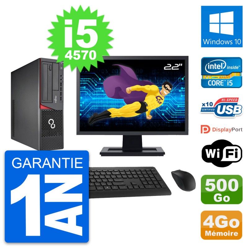 Fujitsu E720 DT 22-inch PC - Intel i5, 4GB RAM, 500GB HDD, Windows 10, WiFi