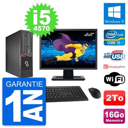 PC de escritorio Fujitsu E720 DT de 22 pulgadas - Intel i5, 16 GB de RAM, disco duro de 2 TB, Windows 10, WiFi