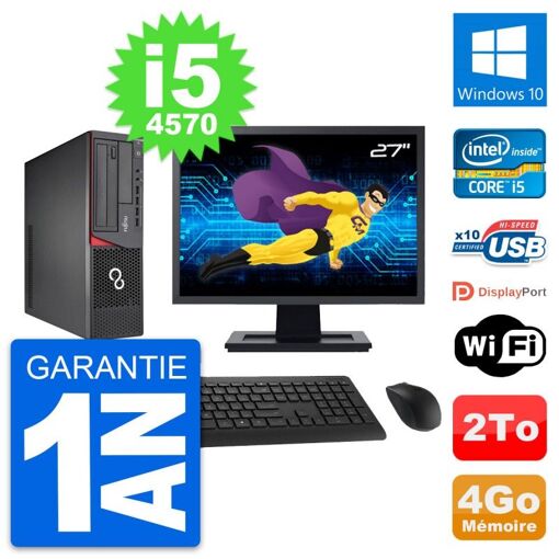 Fujitsu E720 DT 27-Inch Desktop PC (Intel i5-4570, 4GB RAM, 2TB Hard Drive, Windows 10, WiFi)