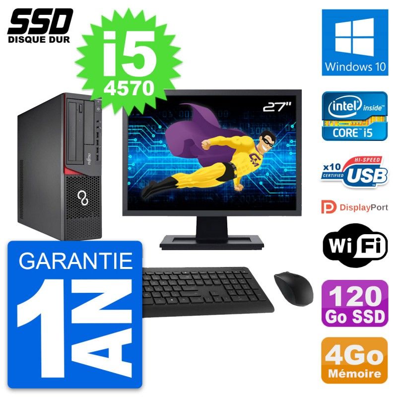 Fujitsu E720 E85+ DT 27-inch Core i5-4570 4GB RAM 120GB SSD Windows 10 Laptop with WiFi