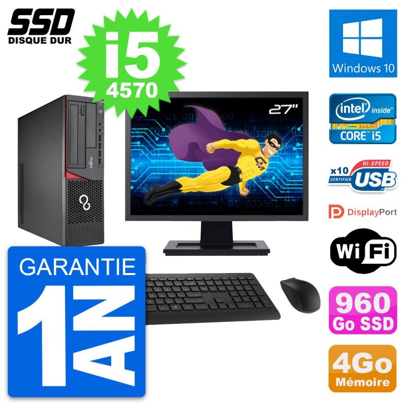 Fujitsu E720 E85+ DT 27-inch PC - Core i5, 4GB RAM, 960GB SSD, Windows 10, WiFi