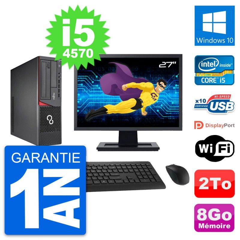 Fujitsu E720 DT 27-inch Desktop PC - Intel i5-4570, 8GB RAM, 2TB HDD, Windows 10, WiFi