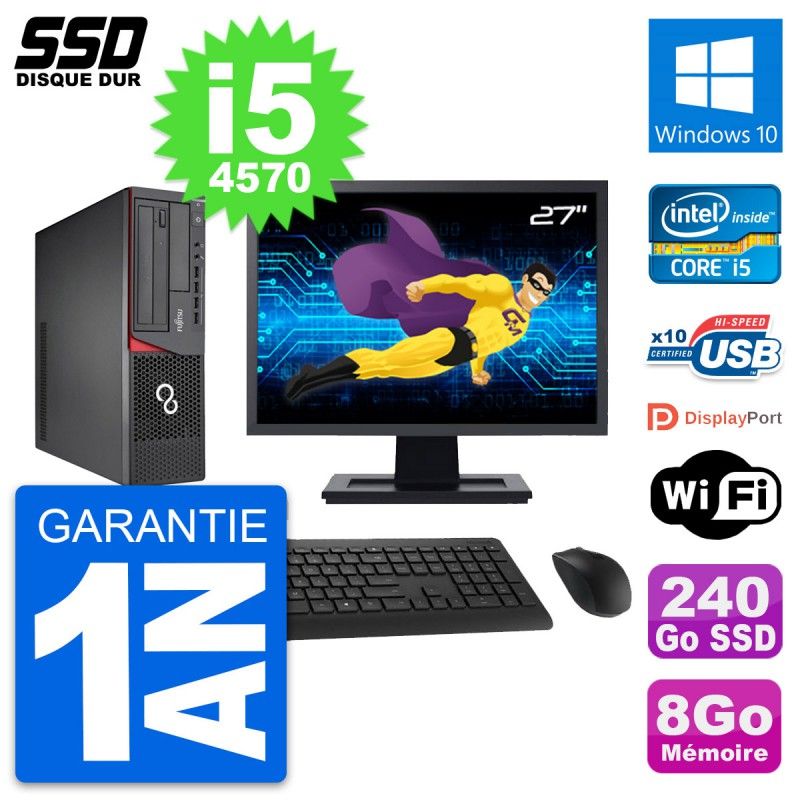 Fujitsu E720 E85+ DT 27-Inch Core i5-4570 8GB RAM 240GB SSD Windows 10 Laptop with Wifi