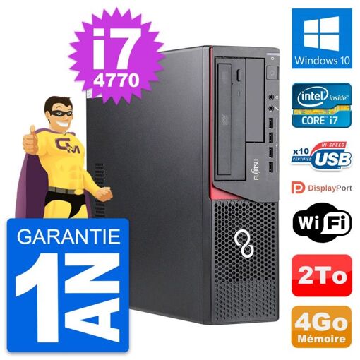 Fujitsu Esprimo E720 DT Desktop PC - Intel i7-4770, 4GB RAM, 2TB HDD, Windows 10, WiFi
