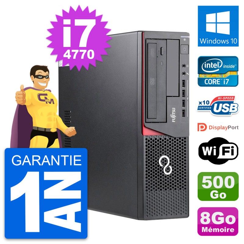 Computadora de escritorio Fujitsu Esprimo E720 DT - Procesador Intel i7-4770, 8 GB de RAM, Disco duro de 500 GB, Windows 10, WiFi