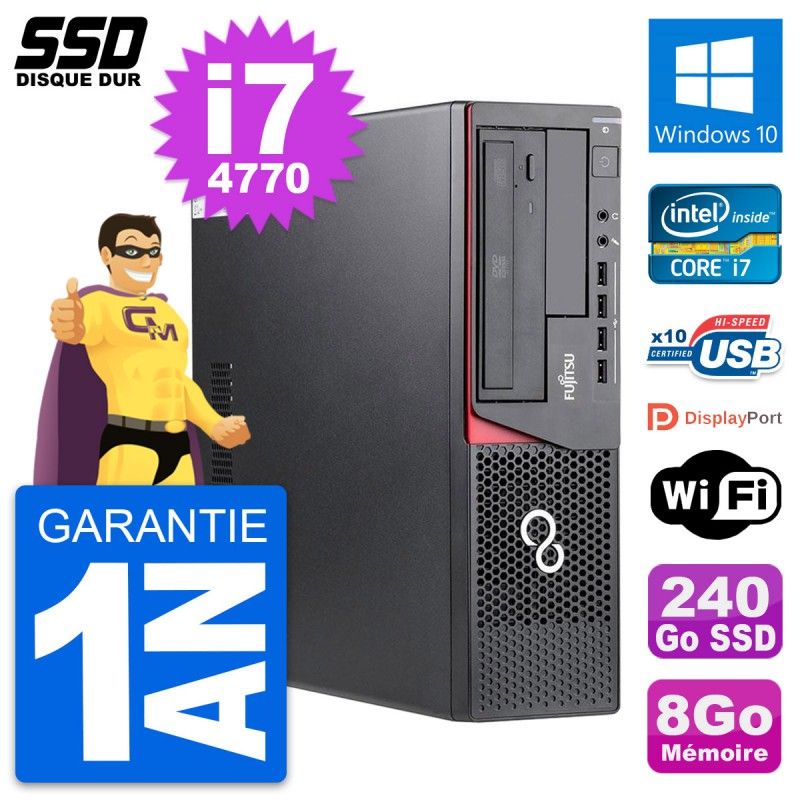 Fujitsu Esprimo E720 E85+ DT Laptop - Intel i7-4770, 8GB RAM, 240GB SSD, Windows 10, WiFi