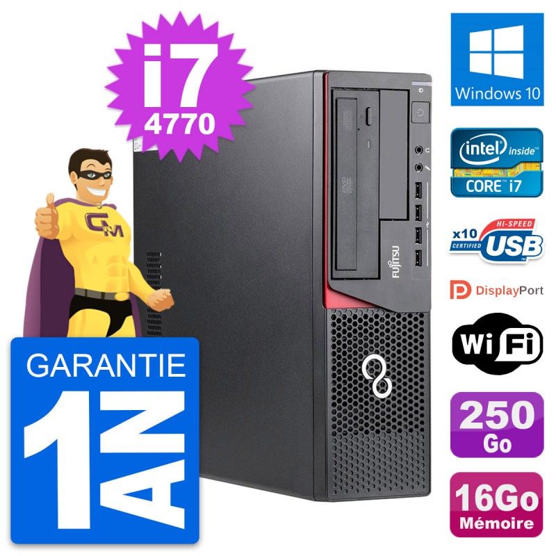 Fujitsu Esprimo E720 DT Desktop Computer - Intel i7-4770, 16GB RAM, 250GB HDD, Windows 10, WiFi