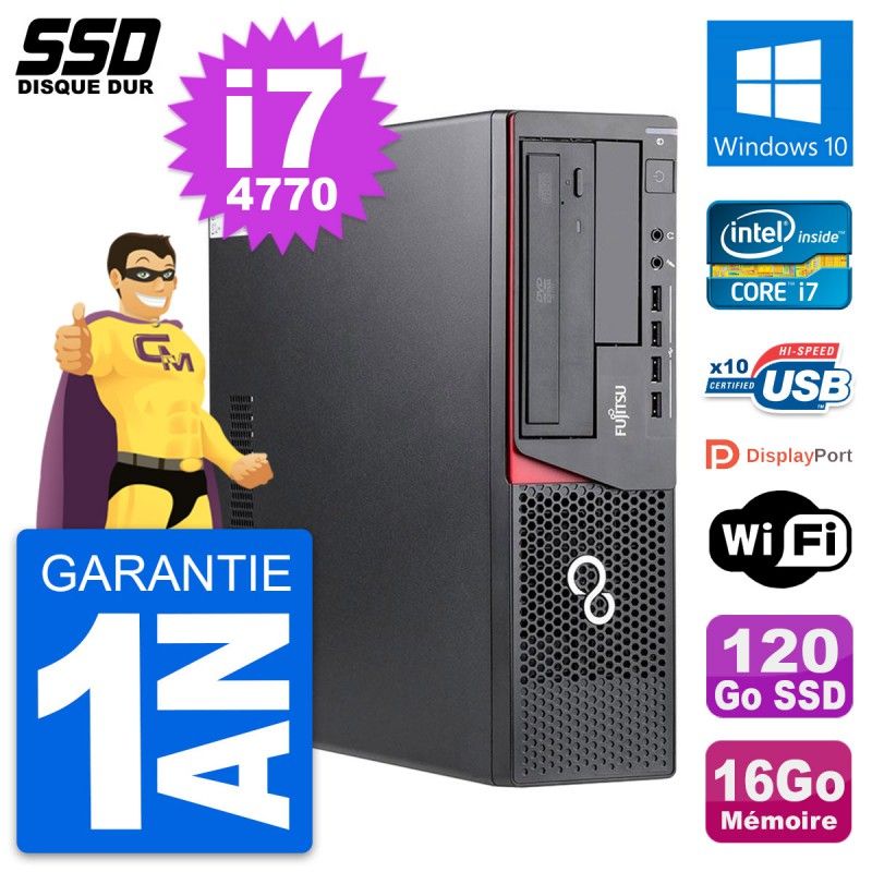 Fujitsu Esprimo E720 E85+ DT Laptop - Intel i7-4770, 16GB RAM, 120GB SSD, Windows 10, WiFi