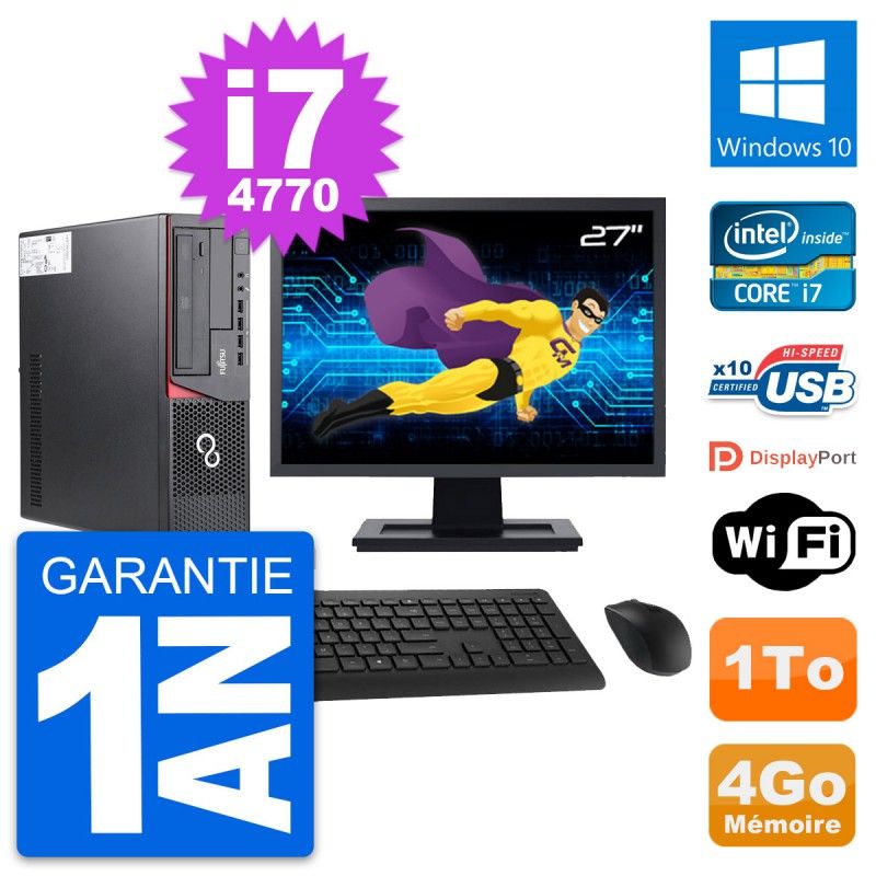 Fujitsu E720 DT 27-inch PC - Intel i7-4770, 4GB RAM, 1TB HDD, Windows 10, WiFi
